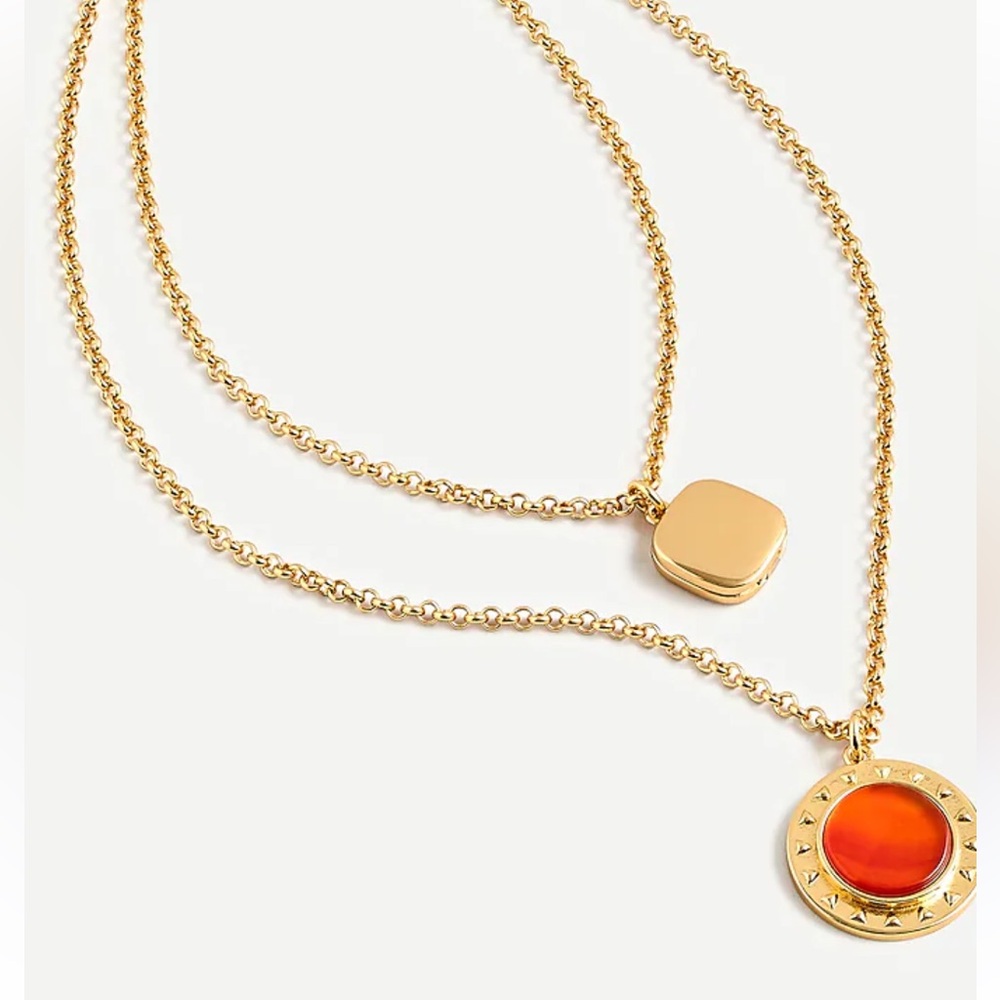 J. Crew Gold NWOT Layered Locket‎ Charm Necklace